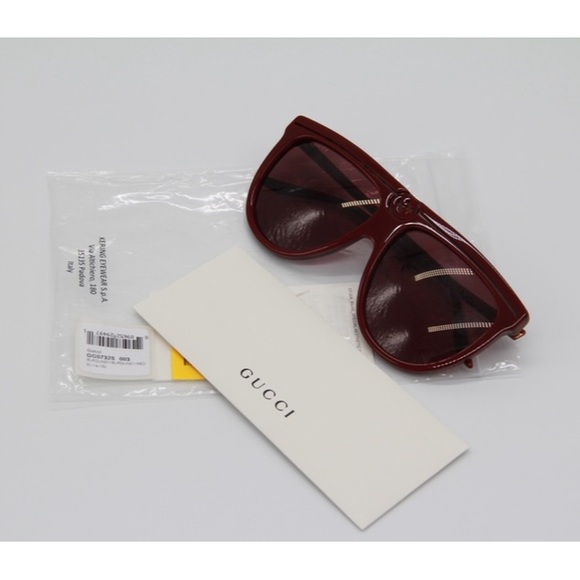 NEW GG0732S 003 UNISEX SHIELD SUNGLASSES GUCCI GG0732S BURGUNDY - Picture 10 of 13